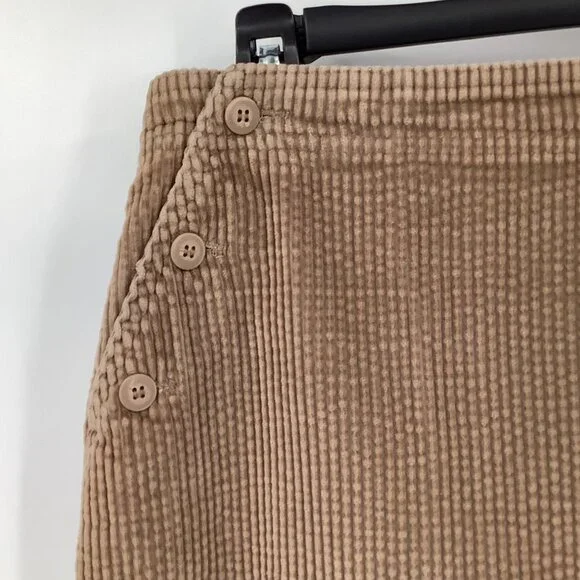 Vintage Tan Corduroy Button-Accent Mini Skirt Size 12 Bagatelle Preppy Skater - Picture 2 of 7